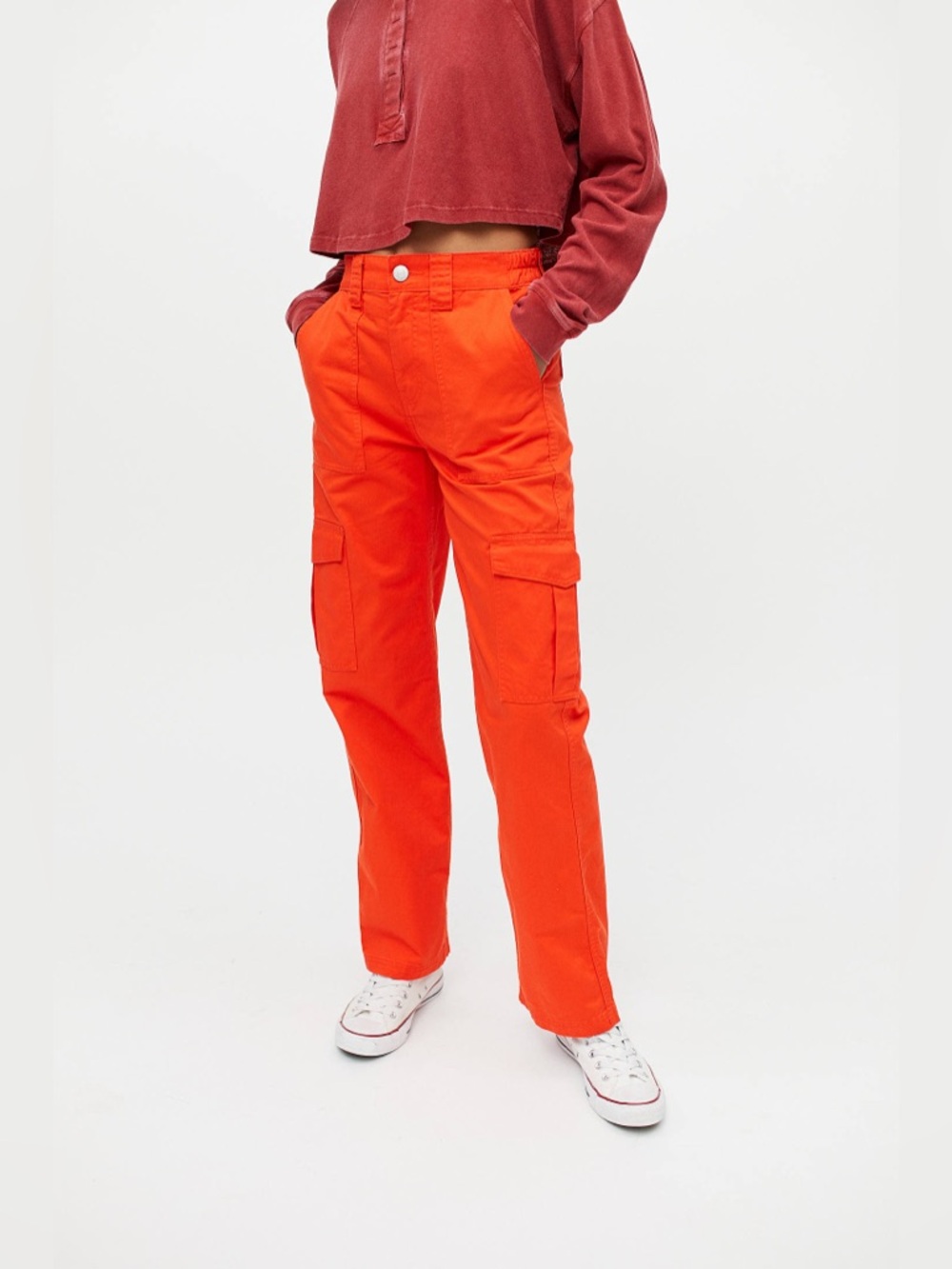 Urban Outfitters BDG Orange Straight-Leg Cargo High-Waisted Pants